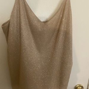 A sparkly gold spaghetti strap